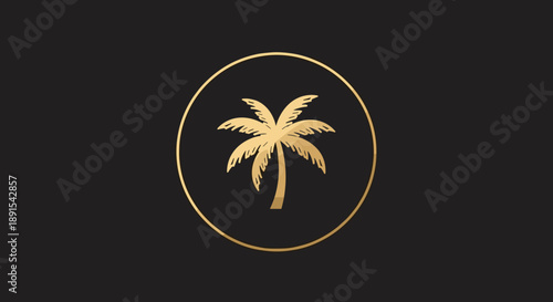 Gold palm tree logo design for travel agencies, vacation resorts, and tropical-themed brands