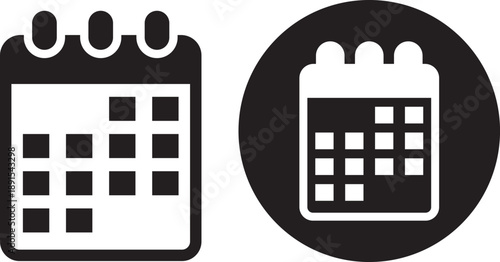 Daily organizer calendar symbol for effective time.  solid and outline styles for effective scheduling, managing appointments, and date planning