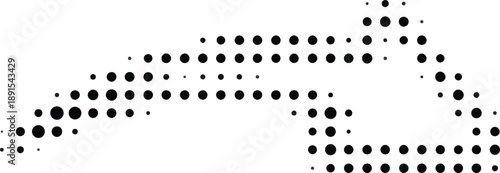 Arrow. Arrow icon.  Black vector arrow icons. Cursor. Arrows sign. Modern Simple Arrows. Arrow Icon halftone made of dots on white background. Transparent background