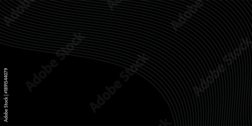 Black abstract background design. Modern wavy line pattern in monochrome colors.  graphic old