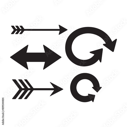 Foto Collection of Modern Black Directional Arrows and Circular Navigation Vector Graphic Icons