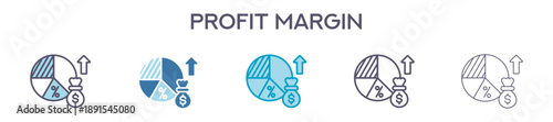 Profit Margin Element For Design Graphic - Multi Styles. Vector Illustration Of Two Colored And Black. Multiple Icons Designs Can Be Used For Mobile, Ui, Web 