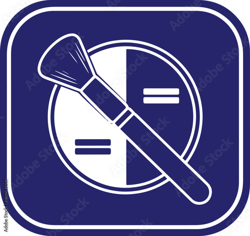 Makeup brush in circle logo cosmetic applicator for beauty industry