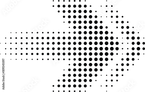 Arrow. Arrow icon.  Black vector arrow icons. Cursor. Arrows sign. Modern Simple Arrows. Arrow Icon halftone made of dots on white background. Transparent background