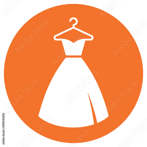 Elegant wedding dress on hanger icon