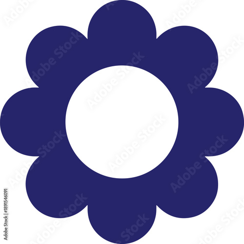 blue flower silhouette, floral element, nature icon