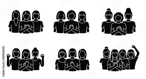 Group of women standing together in solidarity and support