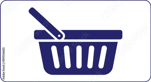 Shopping basket with handle, retail and purchase icon on background