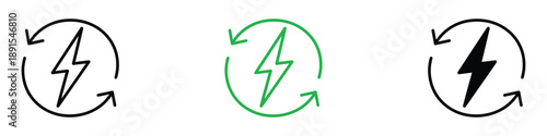 Power icon vector. Renewable energy, sustainable power, recycling, and eco-friendly electricity symbol. vector illustration.