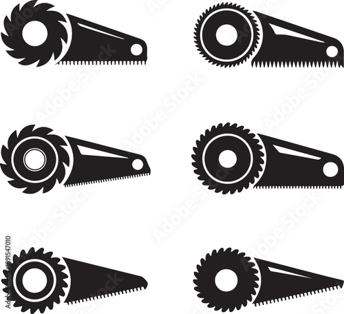Black and white illustrations of saw blades with different teeth patterns