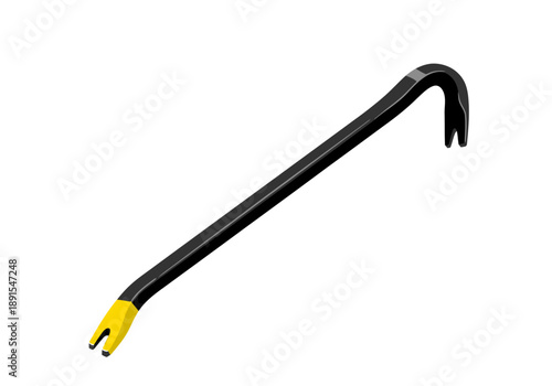 Heavy Duty Black Crowbar with Yellow Accents.