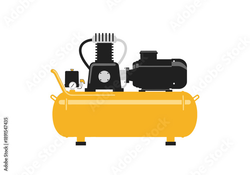 Yellow Air Compressor Machine Illustration.