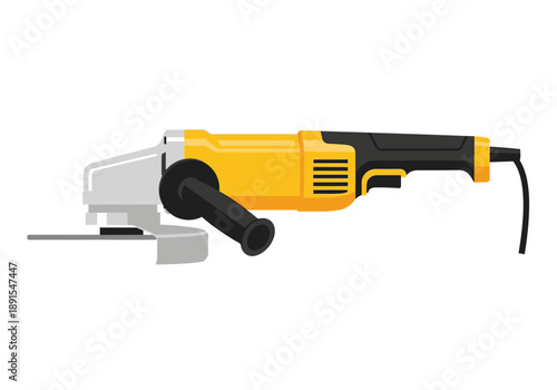 Yellow and Black Angle Grinder Tool Illustration.