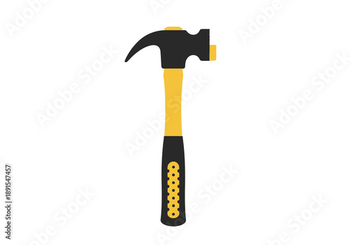 Yellow and Black Claw Hammer Tool Illustration.