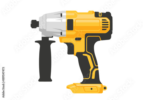 Yellow and Black Cordless Impact Wrench Tool.