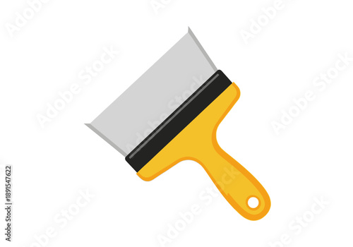Yellow Handle Wide Putty Knife Tool Illustration.
