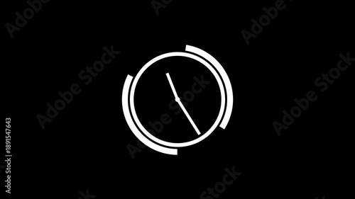 clock dial loop, twenty-four hours time lapse animation. Twelve hours clock run, 24 hours time clock animation on Black background 4k Video animation.