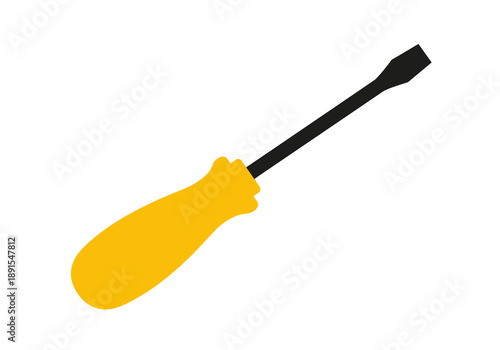Yellow Screwdriver Tool Isolated on White Background.