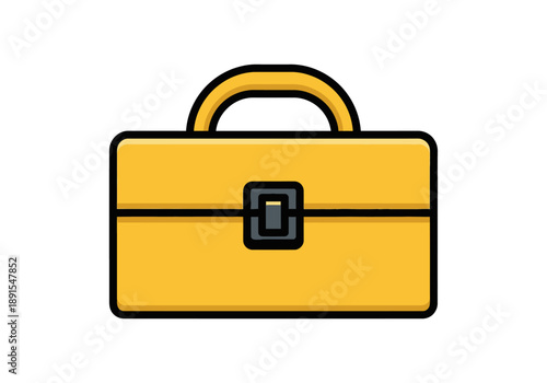 Yellow toolbox with a handle and latch.