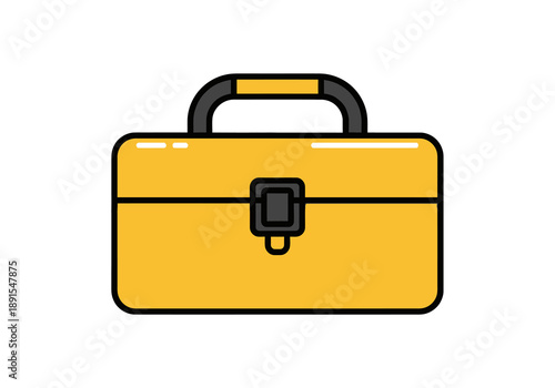 Yellow Toolbox with Black Handle and Latch.