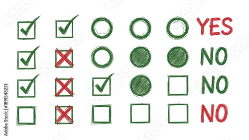Decision-Making Illustration: An illustration depicting an array of choices and selections, with yes and no labels accentuating the clarity of the decision-making process.