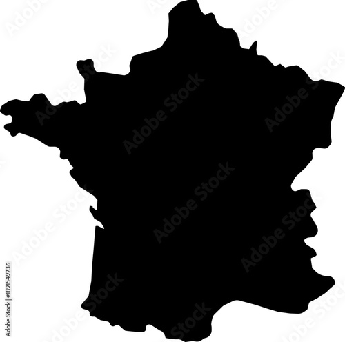 France map silhouette on white background for geography and travel projects