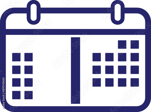 Two page calendar outline simple icon on transparent background