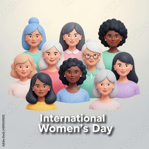 Diverse Women Group Illustration International Women's Day