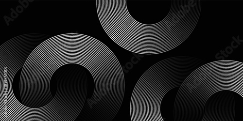 Circular spiral sound wave rhythm from lines. vector modern design.