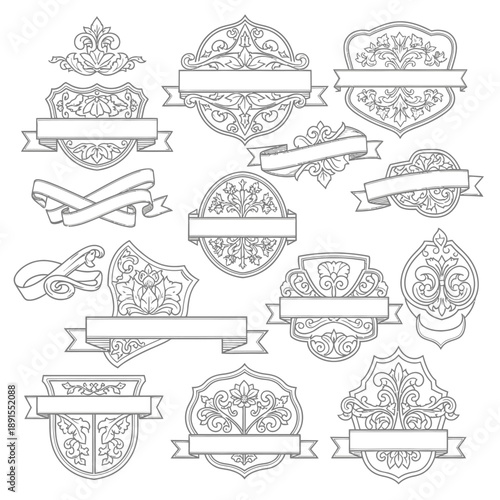 Vintage Ornamental Emblems and Banners Collection - Elegant Decorative Design Elements