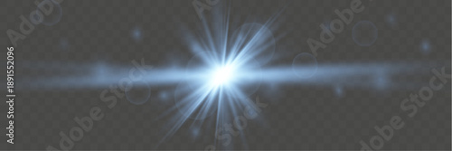 «Bright white sun light source with radiating beams, glares, and bokeh on a pale gray background in a simple design»