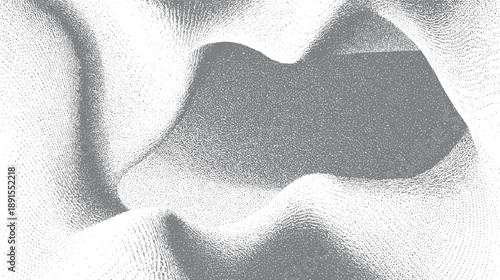 Abstract grey and white stippled fabric folds with subtle texture and depth