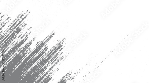 Gray textured brush strokes and scattered dots on a white background