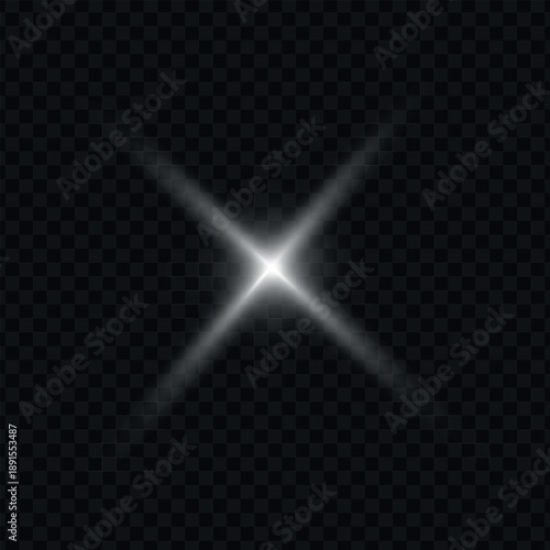 Abstract light flare on transparent background. PNG sparkle star, starlight glow with laser, glow prism overlay, speed lines, sunlight, shiny beams for technology design, xmas, bg. Isolated vector ill