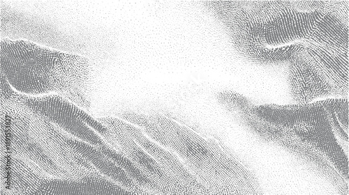 Abstract grayscale stippled texture with organic wave patterns and gradual dot density dots