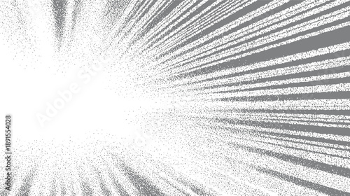 Abstract grey stippled lines radiating from a bright white center with textured bands