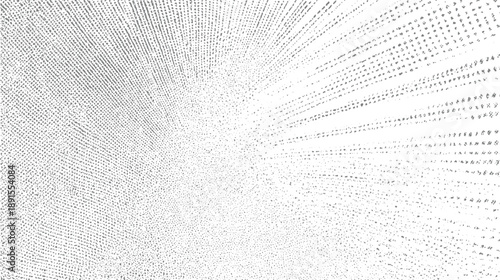 Grey dots and lines radiating from a central point on a white background pattern