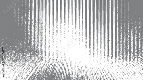 Abstract grey and white textured background with radiating lines and scattered dots pattern