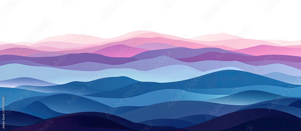 Obraz premium Ethereal Mountain Waves in a Serene Blue, Purple, and Pink Gradient