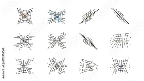 Abstract Geometric Network Grid Structure with Blue and Orange Accents