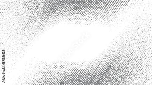 Faded grey diagonal lines and dots pattern on white background with empty center space texture