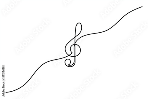 Modern one line drawing of a music note for entertainment industry and concert poster graphics