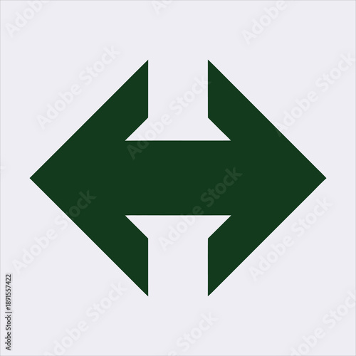 A single dark green arrow points simultaneously in both left and right directions