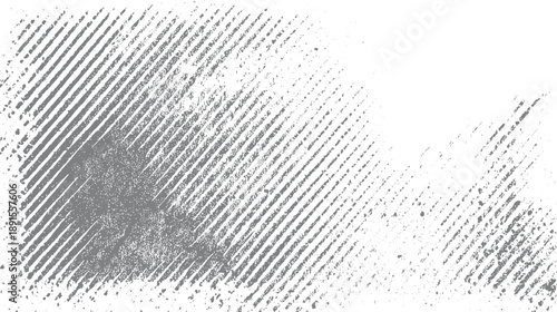 Diagonal grey distressed lines and speckles on white background stripes
