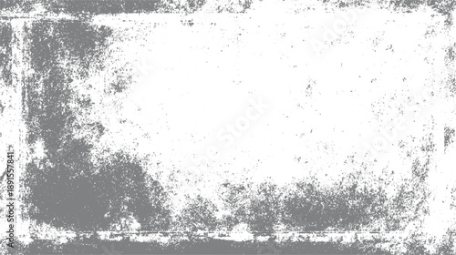 Grey distressed grunge texture with white background and textured border