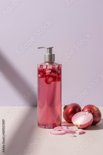 Natural Red Onion Hair Growth Treatment and Shampoo in Pump Bottle