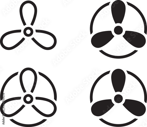 Four different propeller fan designs in black on white