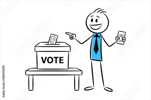 Man casts vote in election, political participation, and democratic process