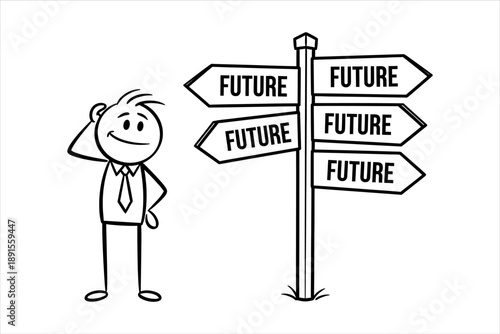 Man Standing at Crossroads of Future Decision Making and Opportunity