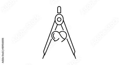 Line drawing of a compass on a white background with a simple, technical illustration style.